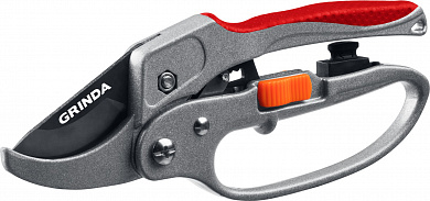 Купить GRINDA G-15, 200 мм, стальные лезвия, храповый механизм, с эфесом, с алюминиевыми рукоятками, контактный секатор (8-423034) в интернет-магазине zubr-vrn в Воронеже