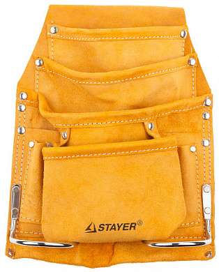 Купить STAYER кожаная, 2 скобы, поясная сумка для инструментов с 8 карманами (38505) в интернет-магазине zubr-vrn в Воронеже