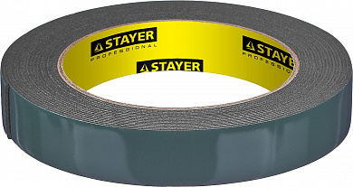 Купить STAYER 19 мм, 5 м, черная, на вспененной основе, двухсторонняя клейкая лента, Professional (12233-19-05) в интернет-магазине zubr-vrn в Воронеже