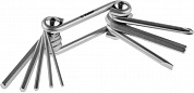 Набор ЗУБР Ключи "Мастер" имбусовые складные, Cr-V сталь, сатинированное покрытие, HEX 2-6 мм, SL 5 мм, PH № 2, 8-в-1