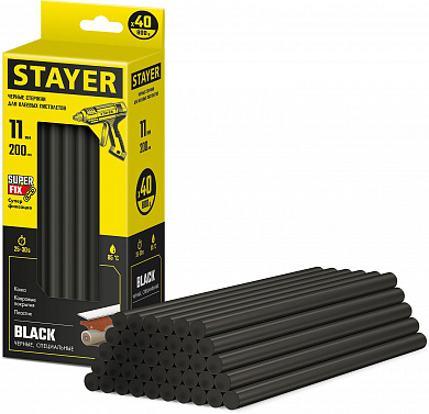 Купить STAYER Black, чёрные, 11 х 200 мм, 40 шт, клеевые стержни, Professional (2-06821-D-S40) в интернет-магазине zubr-vrn в Воронеже