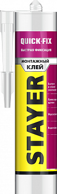 Купить STAYER QUICK FIX, 280 мл, прозрачный, монтажный клей мгновенная хватка, Professional (41324) в интернет-магазине zubr-vrn в Воронеже