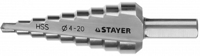 Купить STAYER 4-20 мм, 9 ступеней, сталь HSS, ступенчатое сверло (29660-4-20-9) в интернет-магазине zubr-vrn в Воронеже