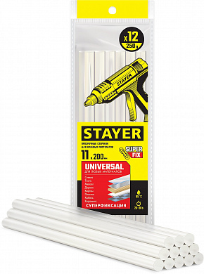 Купить STAYER Universal, 11 х 200 мм, 12 шт, прозрачные, универсальные клеевые стержни Professional (06821-12) в интернет-магазине zubr-vrn в Воронеже