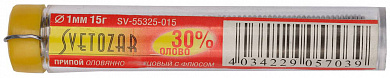 Купить СВЕТОЗАР ПОС 30, 1 мм, 15 г, трубка с флюсом, туба, припой (SV-55325-015) в интернет-магазине zubr-vrn в Воронеже
