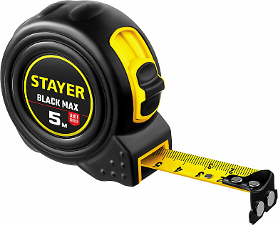Купить STAYER BlackMax, 5 м х 19 мм, рулетка с двумя фиксаторами, Professional (3410-05) в интернет-магазине zubr-vrn в Воронеже
