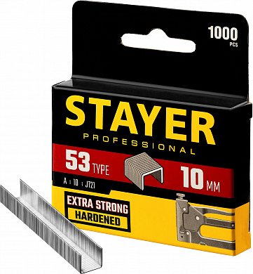 Купить STAYER скобы тип 53 (A/10/JT21), 10 мм, калибр 23GA. 1000 шт. (3159-10) в интернет-магазине zubr-vrn в Воронеже