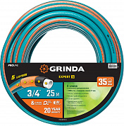 GRINDA EXPERT 5, 3/4″ 25 м, 30 атм, пятислойный, текстильное армирование, поливочный шланг, PROLine (429007-3/4-25)