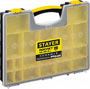 STAYER ROCKET-19, 420 x 330 x 50 мм, (16.5″), пластиковый органайзер с 19 съемными лотками (2-38032)