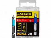 Биты STAYER "PROFESSIONAL" ProFix Phillips, тип хвостовика E 1/4", № 1, L=50мм, 10шт