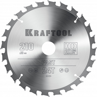 Купить KRAFTOOL Fast, 210 х 30 мм, 24Т, пильный диск по дереву (36950-210-30) в интернет-магазине zubr-vrn в Воронеже