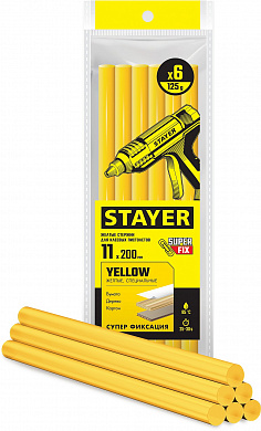 Купить STAYER Yellow, жёлтые, 11 х 200 мм, 6 шт, клеевые стержни, Professional (2-06821-Y-S06) в интернет-магазине zubr-vrn в Воронеже