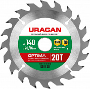 URAGAN Optima, 140 х 20/16 мм, 20Т, пильный диск по дереву (36801-140-20-20)