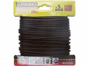 Шнур STAYER "MASTER" хозяйственно-бытовой, полипропиленовый, вязанный, с сердечником, черный, d 5, 20м