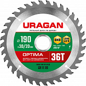 URAGAN Optima, 190 х 30/20 мм, 36Т, пильный диск по дереву (36801-190-30-36)