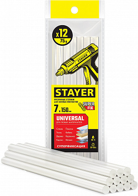 Купить STAYER Universal, 7 х 150 мм, 12 шт, прозрачные, универсальные клеевые стержни Professional (06817-12) в интернет-магазине zubr-vrn в Воронеже
