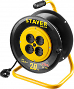 STAYER MS-207, ПВС, 2 х 0.75 мм2, 20 м, 2200 Вт, удлинитель на катушке (55073-20)