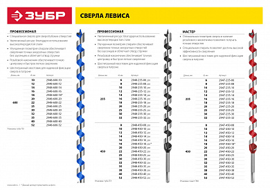 Купить ЗУБР 20 x 235/160 мм, шестигранный хвостовик, сверло левиса по дереву (2947-235-20) в интернет-магазине zubr-vrn в Воронеже