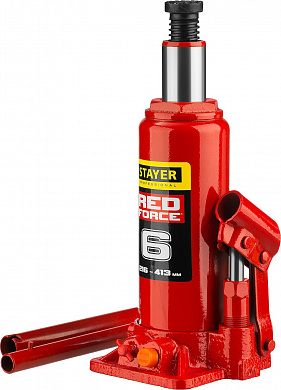 Купить STAYER RED FORCE, 6 т, 216 - 413 мм, бутылочный гидравлический домкрат, Professional (43160-6) в интернет-магазине zubr-vrn в Воронеже