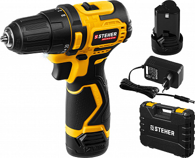 Купить STEHER 12 В, 35 Н·м, 2 АКБ (2 А·ч), бесщеточная дрель-шуруповерт, кейс (CDB-120-2) в интернет-магазине zubr-vrn в Воронеже
