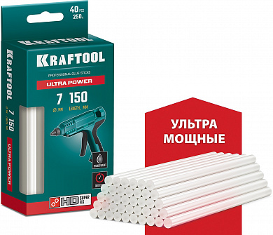 Купить KRAFTOOL Ultra Power, 7 х 150 мм, 40 шт, прозрачные, ультрамощные клеевые стержни (06837-40) в интернет-магазине zubr-vrn в Воронеже
