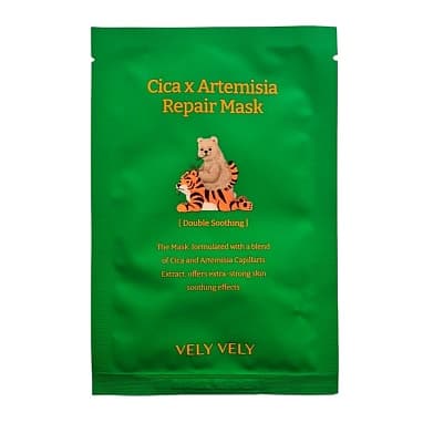 VELY VELY ВОССТАНАВЛИВАЮЩАЯ ТКАНЕВАЯ МАСКА С ЭКСТРАКТОМ ПОЛЫНИ И ЦЕНТЕЛЛЫ CICA X ARTEMISIA REPAIR MASK