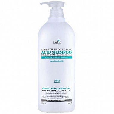 Lador Бесщелочной Шампунь с коллагеном и аргановым маслом Damage protector acid shampoo, 900 мл
