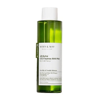 ТОНЕР УСПОКАИВАЮЩИЙ С ЭКСТРАКТОМ ЦЕНТЕЛЛЫ MARY&MAY VEGAN CICA TEA TREE AHA PHA TONER