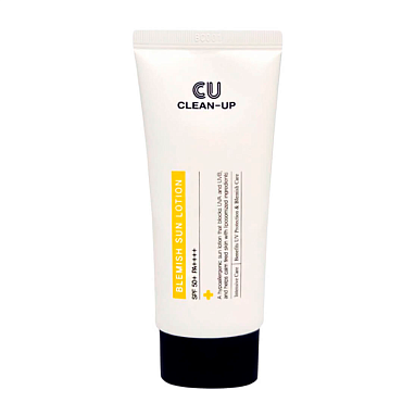 CUSKIN ЛЁГКИЙ ГИПОАЛЛЕРГЕННЫЙ СОЛНЦЕЗАЩИТНЫЙ ЛОСЬОН CLEAN UP BLEMISH SUN LOTION SPF50+ PA++++
