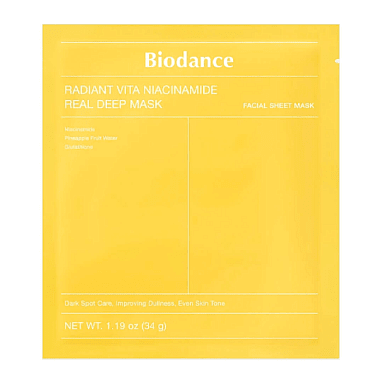 BIODANCE ГИДРОГЕЛЕВАЯ МАСКА С НИАЦИНАМИДОМ ДЛЯ СИЯНИЯ КОЖИ RADIANT VITA NIACINAMIDE REAL DEEP MASK