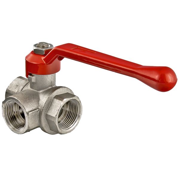 фото Кран шар VALTEC трехходовой тип Т 3/4" вн-вн-вн VT.361.N.05