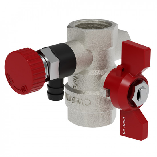 фото Кран шар.с дренаж.и воздухоотвод.1/2" г/г бабочка V&G