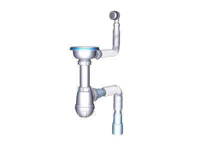 фото В0139 Сифон для мойки 3"1/2"х40 с круглым переливом и г.тр.40х40/50 Aquant