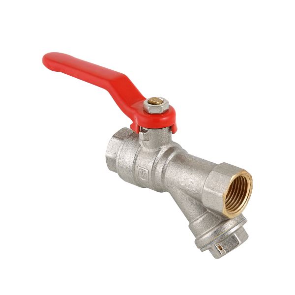 фото Кран шар VALTEC BASE с фильтром стальная рукоятка 3/4 вн-вн VT.295.N.05