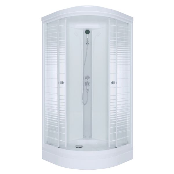 фото ДК "Классика А3" ДН3 Полосы 100*100 п.кругл. низк.поддон (кабина/7мест+сифон D90) Экстра(снято с про