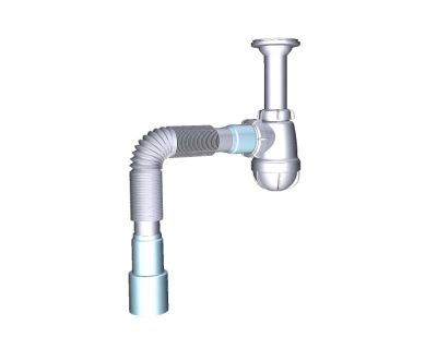 фото S2015 Сифон для ум-ка 1 1/4х40 с удин. горловиной с гофрой 40/50 Aquant