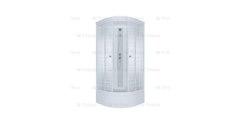 фото ДК "Стандарт 90*90 А" 1/4 круга низк.подд. Аква,Полосы,Белый ДН4 (7 мест+сифон D90мм)