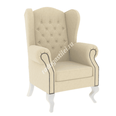Английское кресло с ушами молочное "Абигель"
