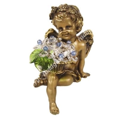 Фигурка, Ангел с букетом хрустальных цветов