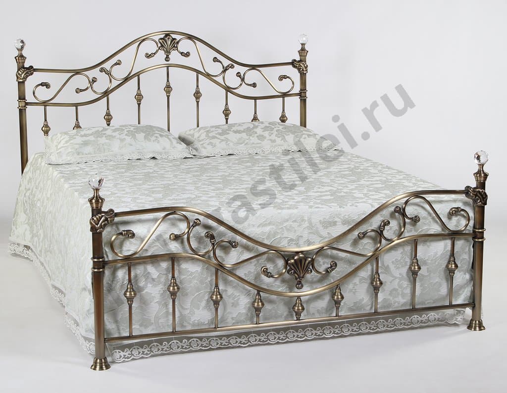 Кровать античная бронза с кристаллами Мэрион