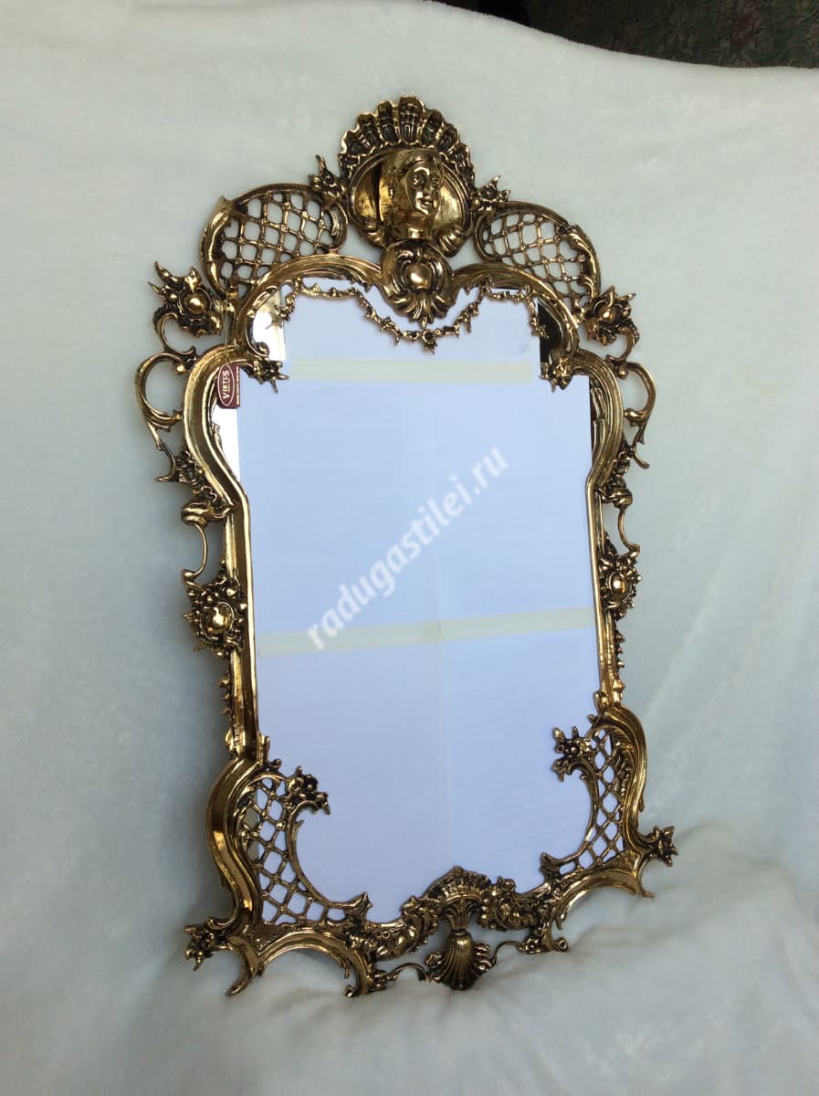 Бронзовое зеркало настенное золотое V 8300