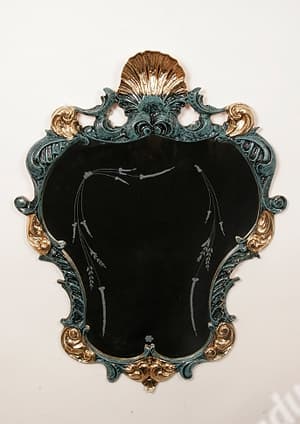 Бронзовое зеркало настенное Принцесса,  синее и золотом