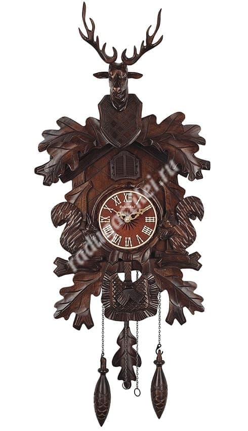 Часы настенные "Голова Оленя", с кукушкой, деревянные