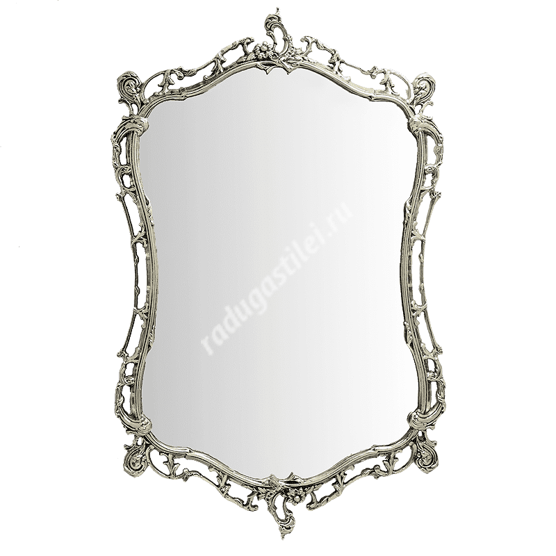 Бронзовое зеркало настенное серебряное "Бикош"
