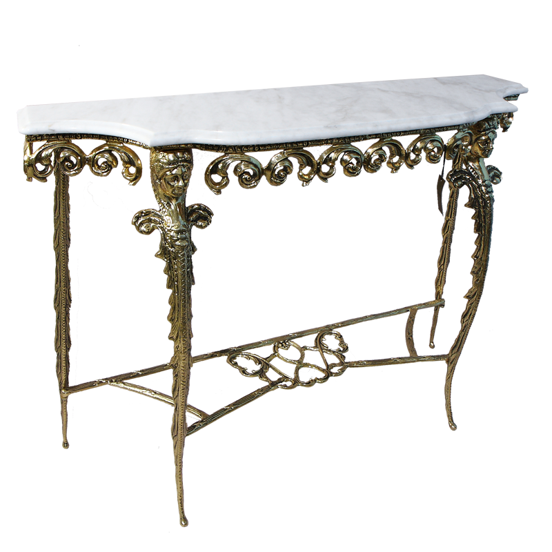 Бронзовый консольный столик "Караш" с мрамором