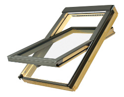 Мансардное деревянное окно Fakro FTS-V U4 стандарт со среднеповоротным открыванием, размер 78х140