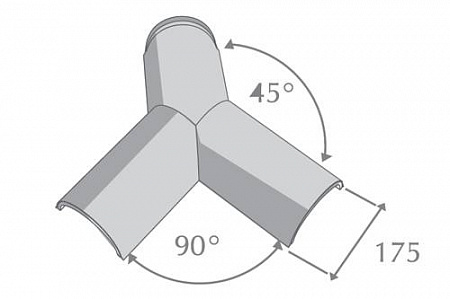 Y-образный полукруглый коньковый элемент Метротайл (Metrotile) 30-45, цвет айрон-барк