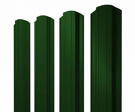Штакетник металлический Grand Line (Гранд Лайн), прямоугольный фигурный, PE двс 0.45, цвет RAL 6005 (зеленый)