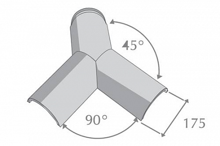 Y-образный полукруглый коньковый элемент Метротайл (Metrotile) 30-45, цвет красный