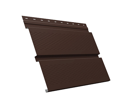 Софит металлический Квадро Брус с перфорацией Grand Line / Гранд Лайн, GreenCoat Pural Matt 0.5, цвет RR 887 шоколадно-коричневый (RAL 8017)